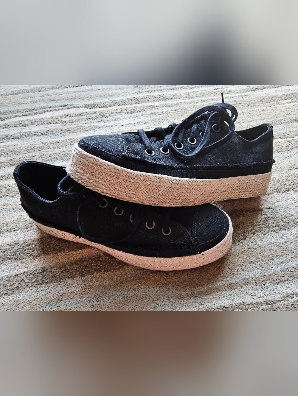 Converse Black Platform Sneakers with Espadrille-Style Midsole